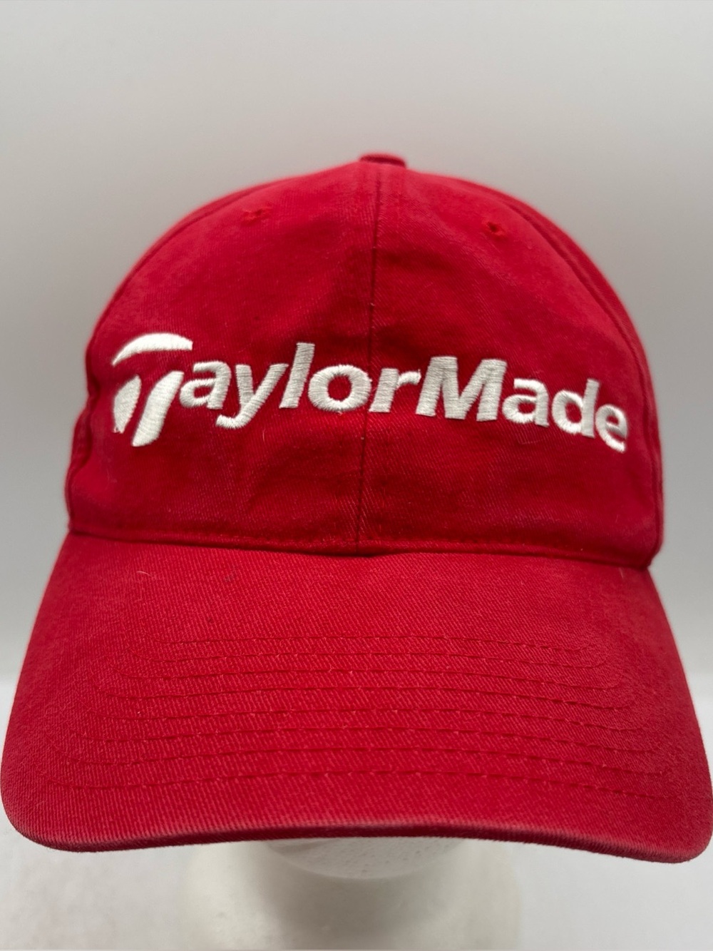 TaylorMade Men Adjustable Golf Hat Red White Embroidered Logo Strapback Dad Hat